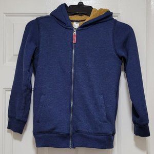 Carter's Boys Cozy Sweatshirt Jacket Navy Blue Zip-Up Fuzzy-Lined Hoodie 10